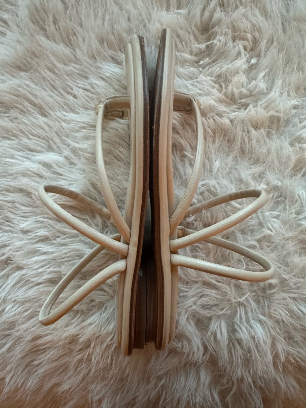 Vince Lucila Nude Leather Toe-Ring Sandal with Gold Accent - Picture 8 of 12